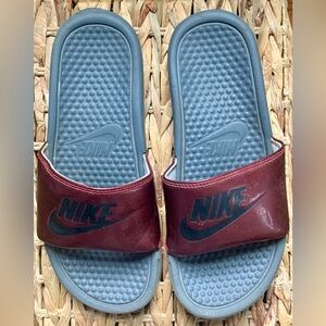 NIKE BENASSI JDI MEN 7/WMN 9 SLIDES SANDAL BLACK UNIVERSITY RED (343880-600) GUC